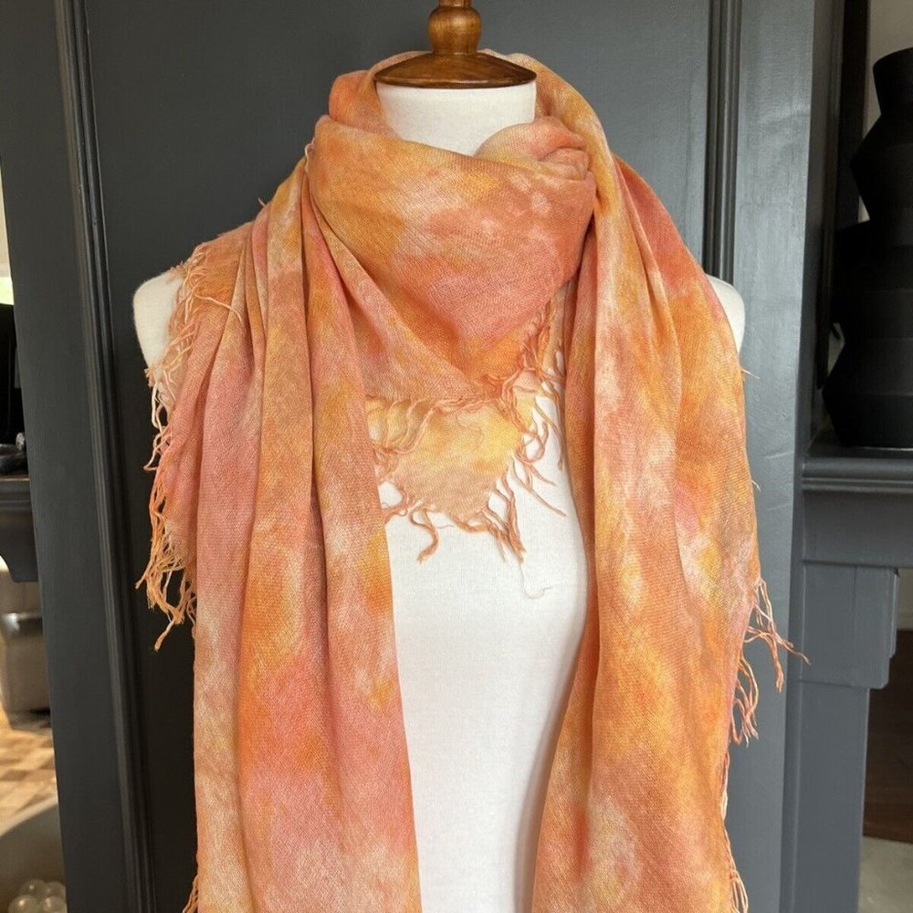 New Auth Chan Luu Watercolor Cashmere Silk Scarf- Pale Gold Color